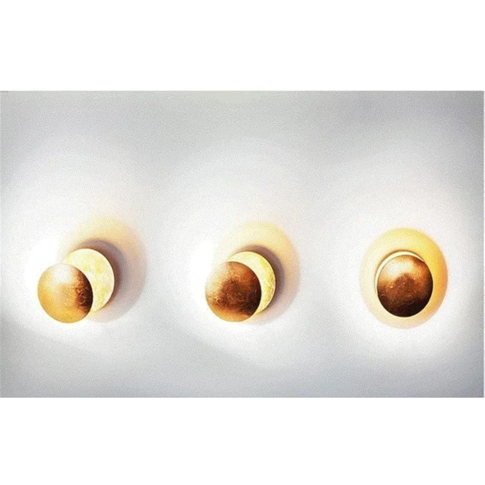 PRMOAGEN Moon Eclipse Wall lamp Creative Corridor Aisle Stairs Bedroom Bedside Living Room TV Background Wall Porch lamp (E H20cm 1PCS)