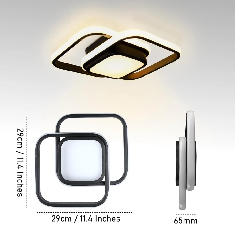 PRMOAGEN Modern LED Ceiling Light 24W | Dimmable with Remote | Adjustable Color Temperature 3000K-6000K | Flush Mount Acrylic Lamp for Bedroom, Kitchen, Hallway, Entryway, Bathroom (804)