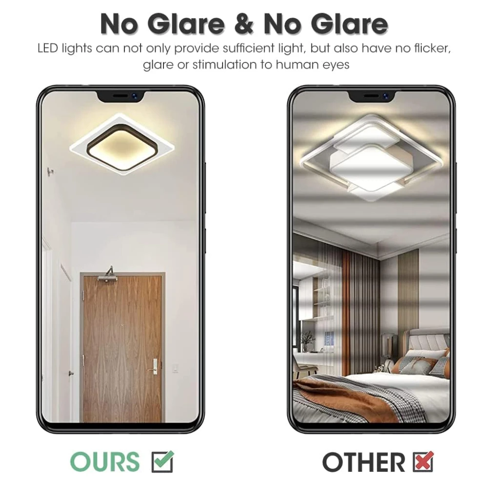 SHRI MAHAL ANTIQUES ® 24x24cm LED Ceiling Light for 3-8m² Room, 24W Light for Ceiling Modern Home, Ceiling Lights 3000K LED Acrylic Square Interior Light for Kitchen Kids Office Room