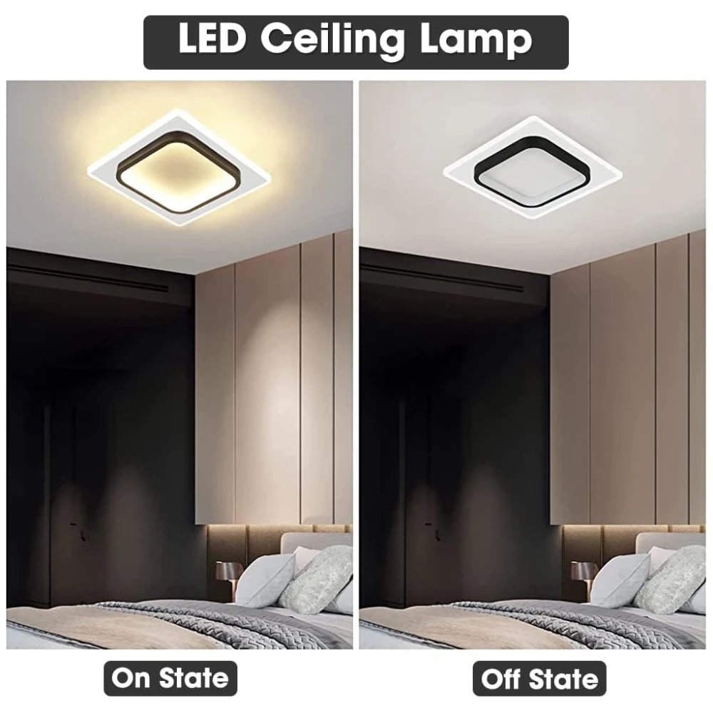 SHRI MAHAL ANTIQUES ® 24x24cm LED Ceiling Light for 3-8m² Room, 24W Light for Ceiling Modern Home, Ceiling Lights 3000K LED Acrylic Square Interior Light for Kitchen Kids Office Room