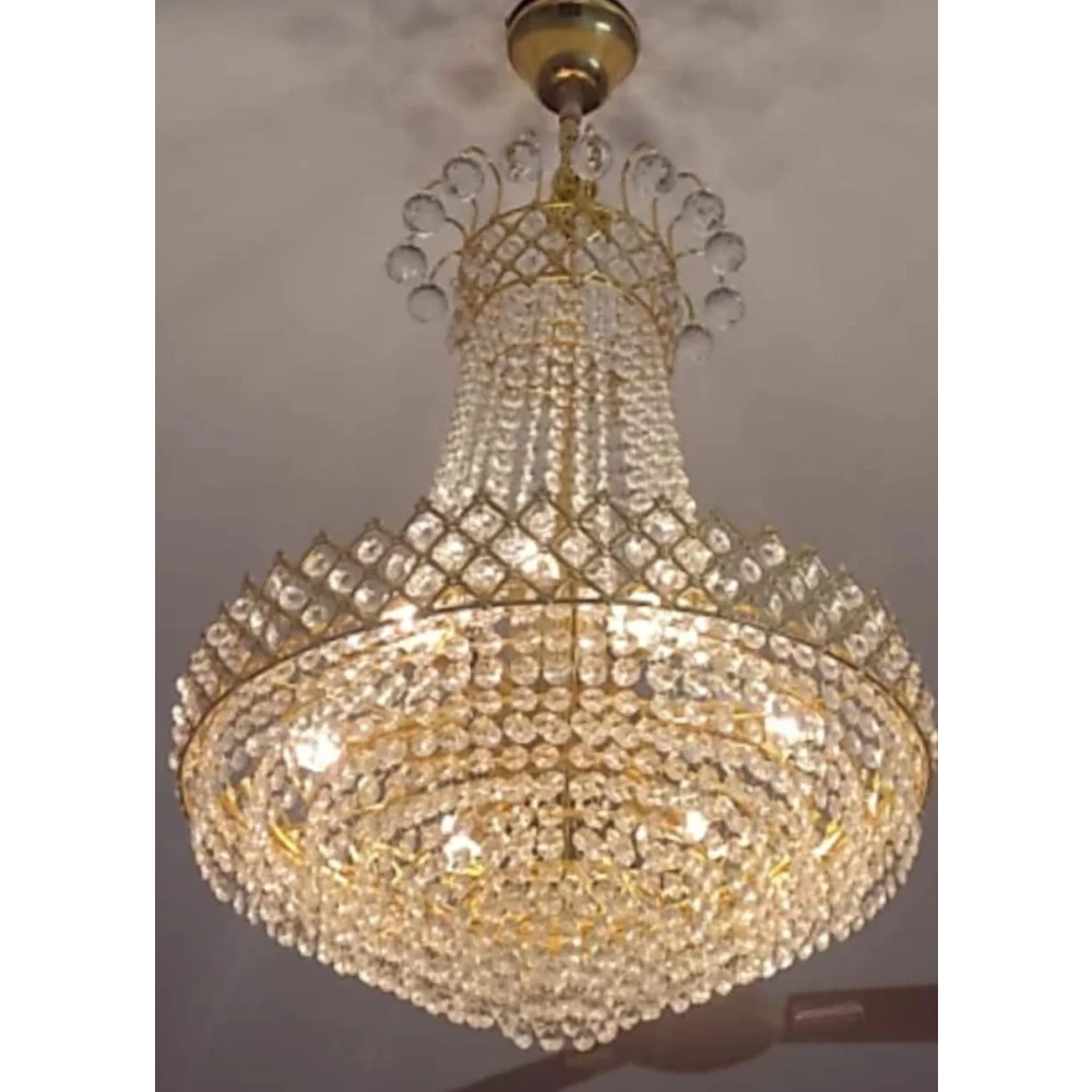 SHRI MAHAL ANTIQUES LED Crystal Big Size Jhhomar Lamp Ceiling Light for Living Room/Hall Room Chandelier Ceiling Lamp