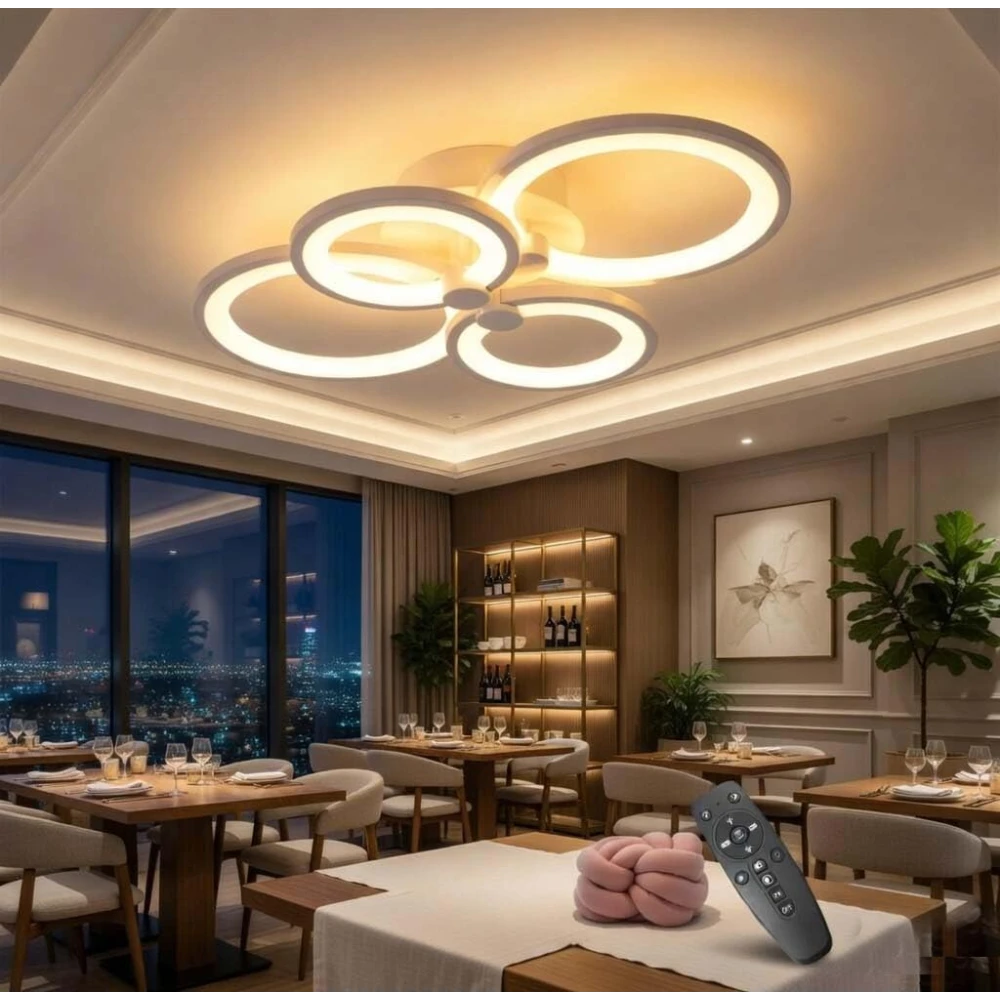 SHRI MAHAL ANTIQUES 54W LED Ceiling Light for Living Room 3-Color LED Ceiling Light with Remote