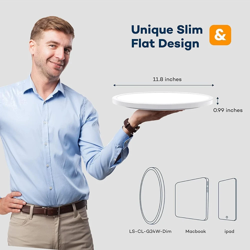 LED Flush Mount Ceiling Light Fixture with Remote Control, BLNAN 12 Inch 24W Round Low Profile Close to Ceiling Lights, 3000K-6500K Ultra Thin Modern Ceiling Lamp for Bedroom Kitchen
