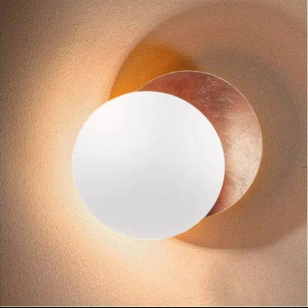 SHRI MAHAL ANTIQUES Moon Eclipse Wall lamp Creative Corridor Aisle Stairs Bedroom Bedside Living Room TV Background Wall Porch lamp (E H20cm 1PCS)