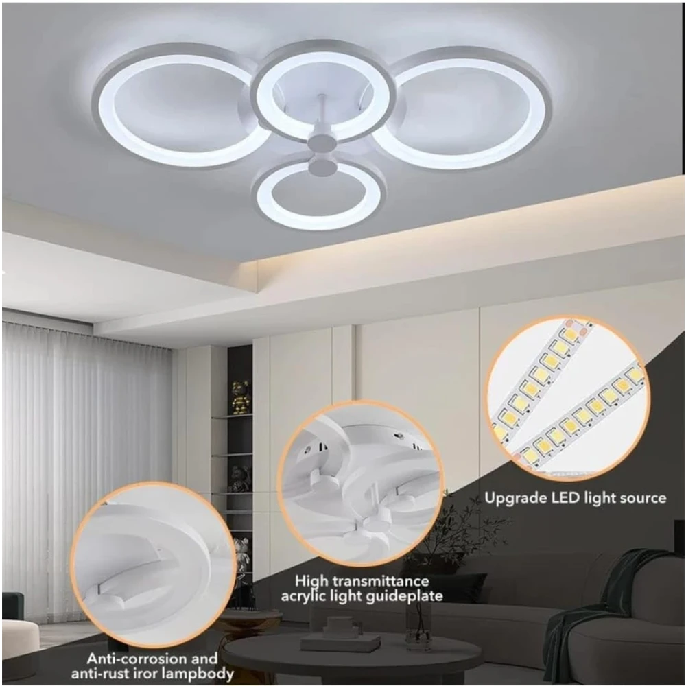 SHRI MAHAL ANTIQUES 54W LED Ceiling Light for Living Room 3-Color LED Ceiling Light with Remote