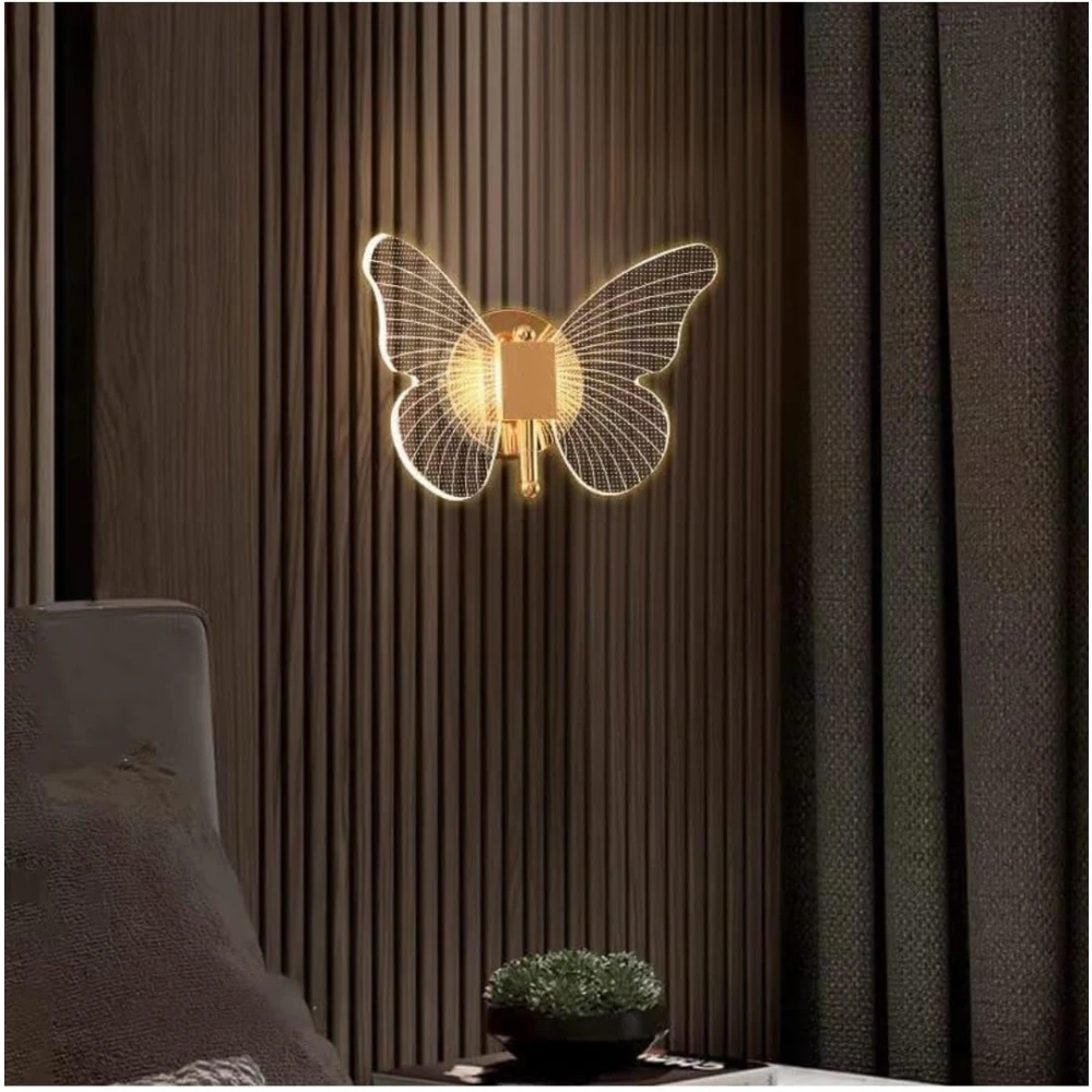 PRMOAGEN Led Butterfly Wall Lamp Wall Sconce Light Fixture Loft Butterfly Wall Lights Warm Light