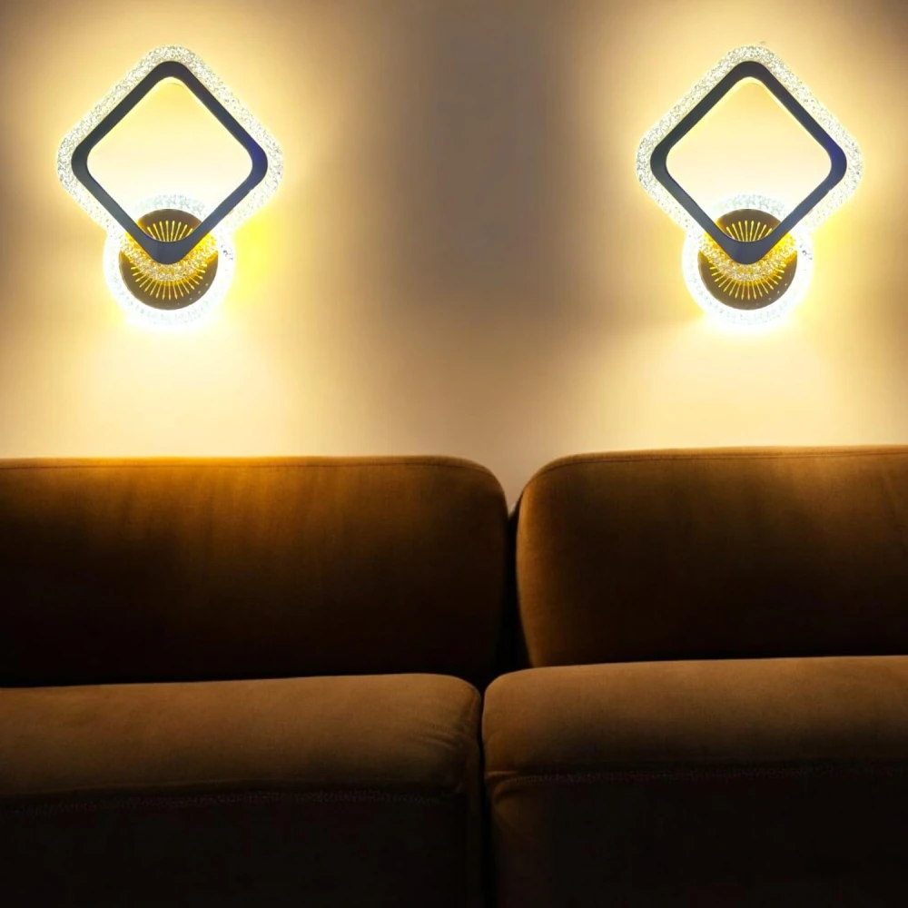 PRMOAGEN Modern LED Wall Light for Living Room Bedroom, 3 Color Changeable Wall Lamp (Cool, Warm, Natural White) Designer Decorative Wall,Pack of 1