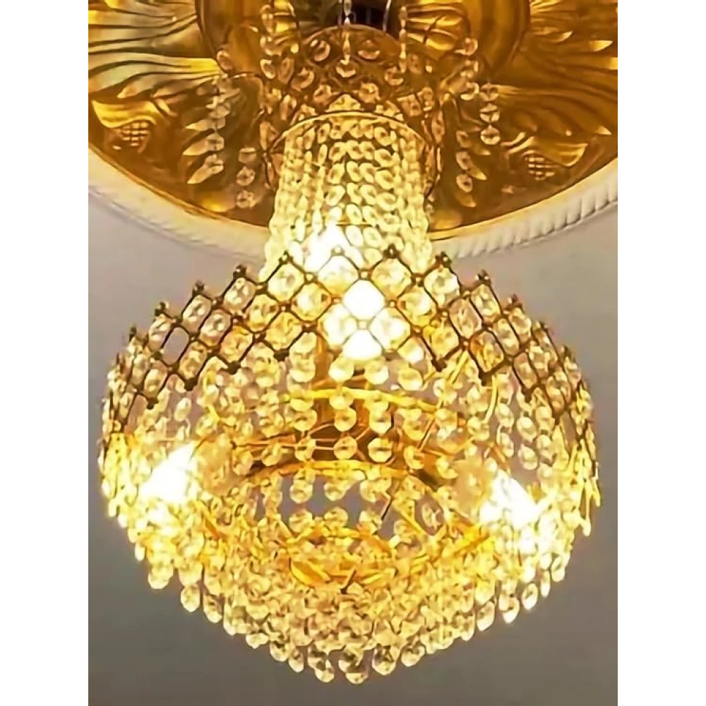 SHRI MAHAL ANTIQUES Chandelier Ceiling Light in 300 mm for Home Decoration in Living Room, Jhoomar for Hall (with Bulb)