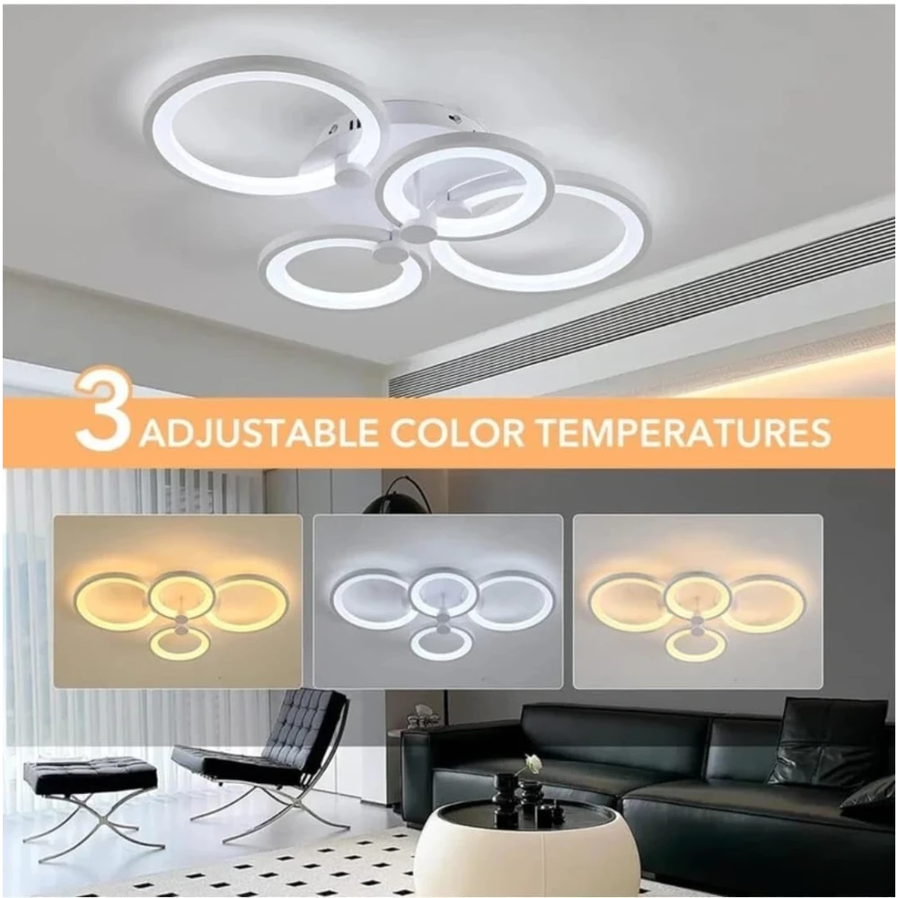 PRMOAGEN 54W LED Ceiling Light for Living Room 3-Color LED Ceiling Light with Remote