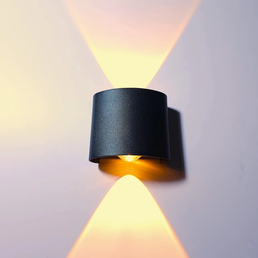 PRMOAGEN Metal 2 Watts 2 Ray Oval Warm White Color Up Down Led Outdoor Indoor Ip65 Exterior Wall Step Light Fixture Waterproof Lamp