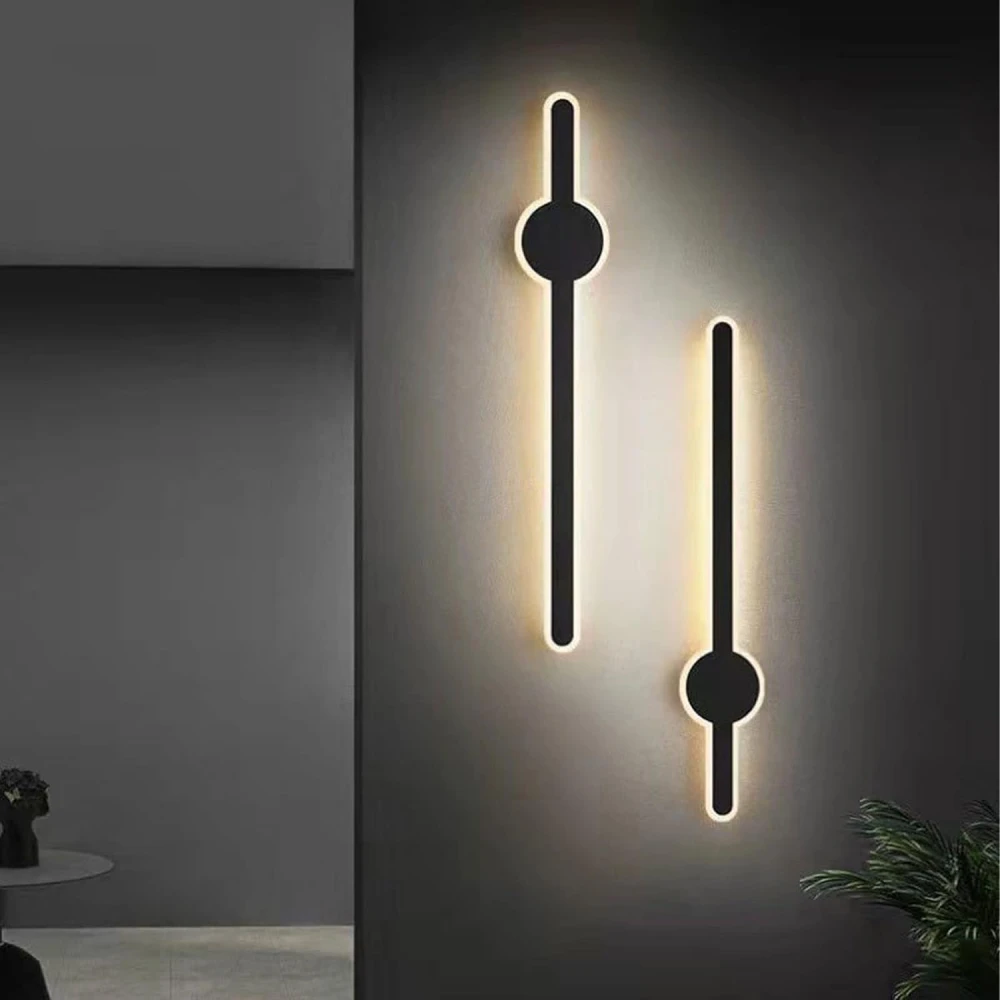 LED Sword Light Behind Black Golden Luxurious Acrylic Wall Lighting | Soft & Bright LED Warm White Fixtures for Bedroom, Living Room, Drawing Room, Kids Room & Bathroom 24Watt 18 Inch - 2 Pack