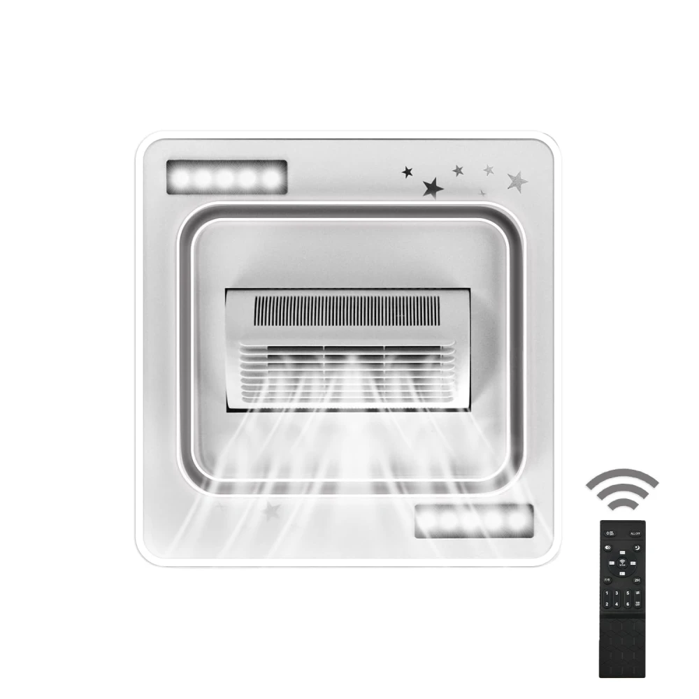PRMOAGEN Smart Bladeless Ceiling Fan with Integrated LED Lighting, Remote Control, Modern Luxury Chandelier Fan for Home, Living Room, Bedroom, Hall, Hotel & Restaurant (Design 02)
