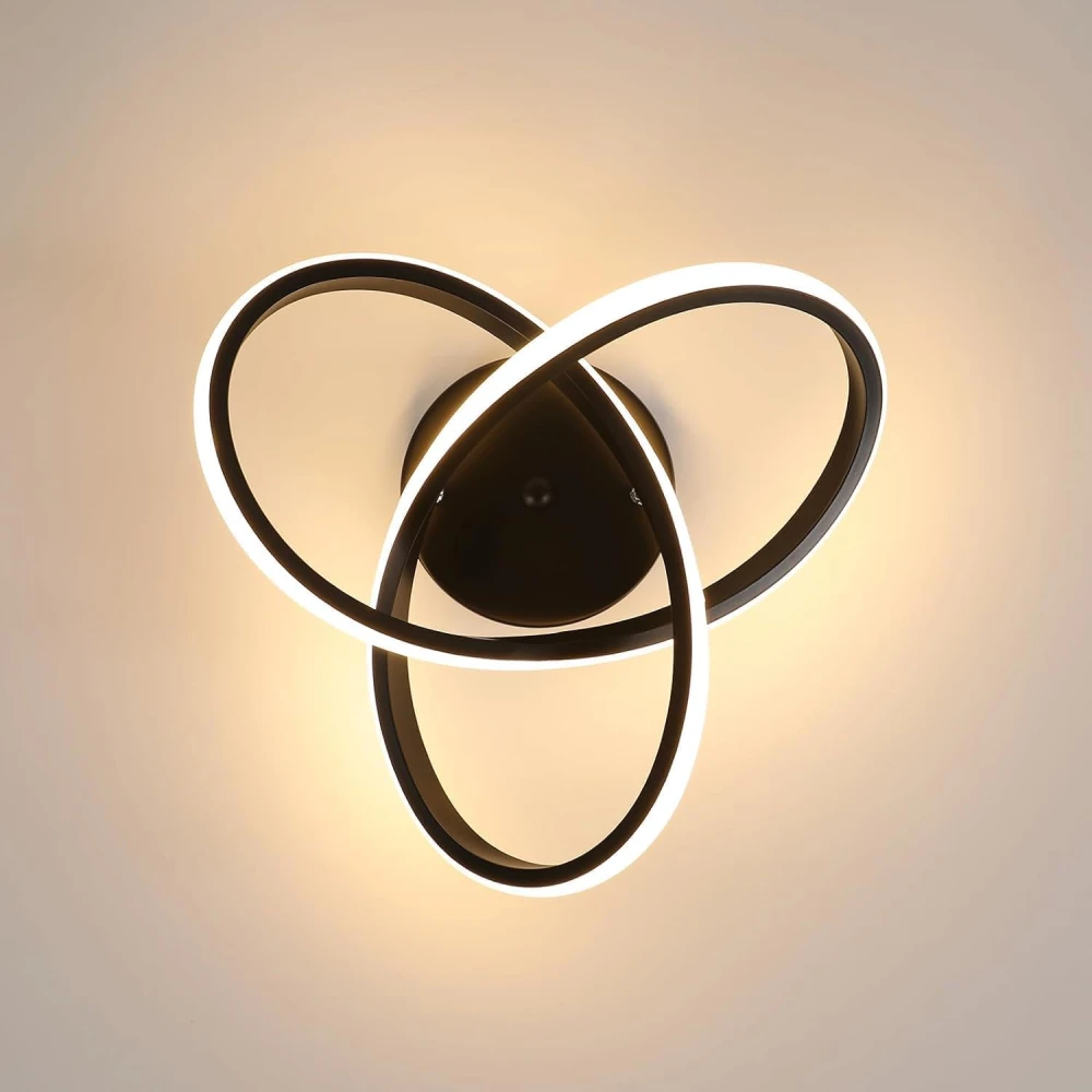 PRMOAGEN Acrylic Modern Dimmable LED Ceiling Light, Modern Flush Mount Fixture with Adjustable Light, Three Color Dimming for Bedroom, Living Room, and Dining Room, Black (Ceiling Light