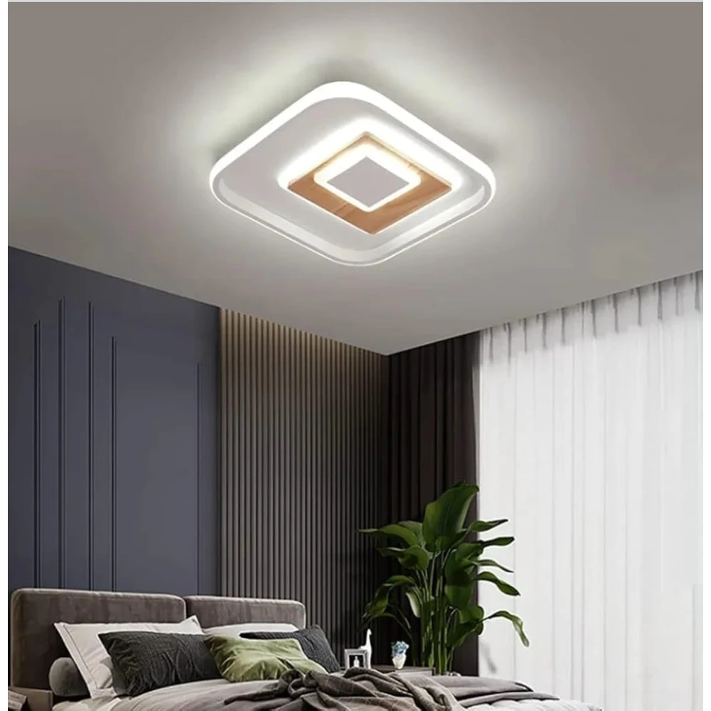 PRMOAGEN Square LED Ceiling Light with Remote Control for Living Room Bed Room Hall Chandelier Ceiling Lamp