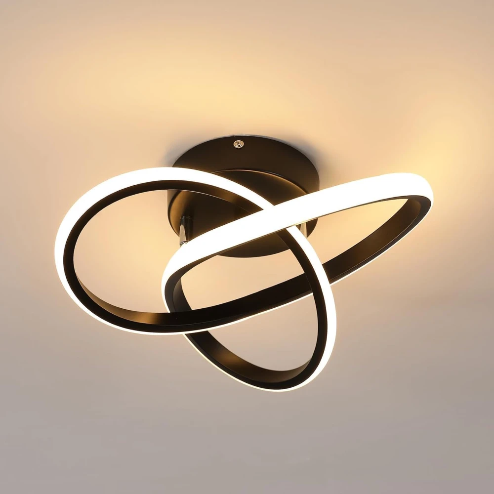 PRMOAGEN Acrylic Modern Dimmable LED Ceiling Light, Modern Flush Mount Fixture with Adjustable Light, Three Color Dimming for Bedroom, Living Room, and Dining Room, Black (Ceiling Light