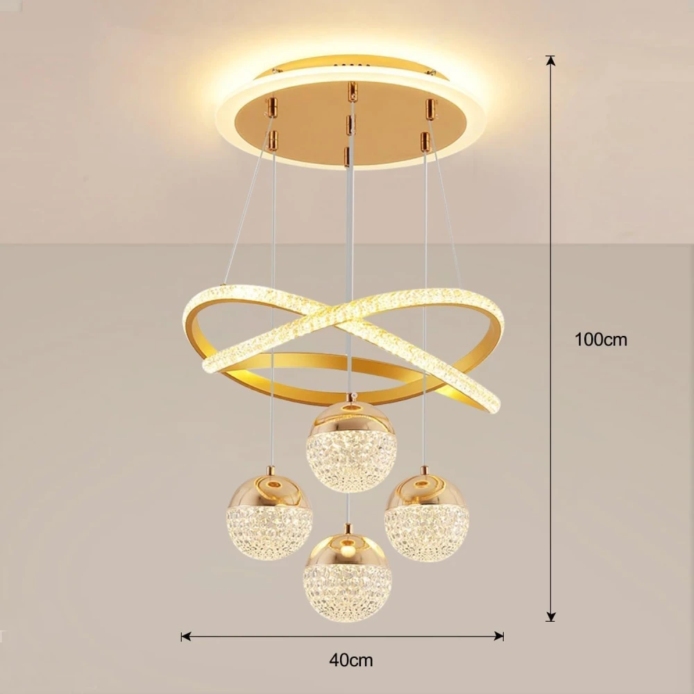 SHRI MAHAL ANTIQUES Modern Gold LED Dining Table Chandelier with Remote Dimmable Pendant Light Suitable for Kitchen Island Dining Room Living Room Modern Ceiling Light Adjustable Height Home Decor