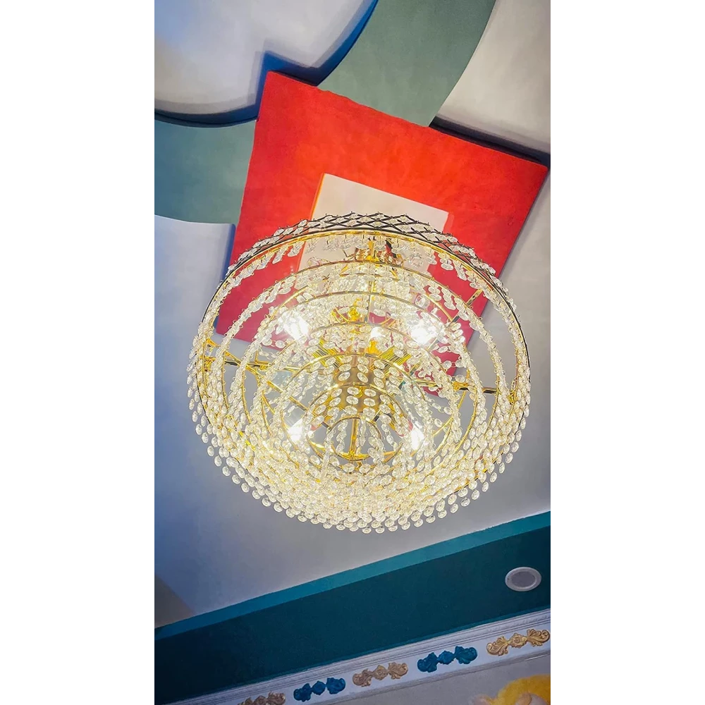 SHRI MAHAL ANTIQUES Crystal Big Size Jhumar Lamp Ceiling Light for Living Room/Hall/Bed Room Restaurant