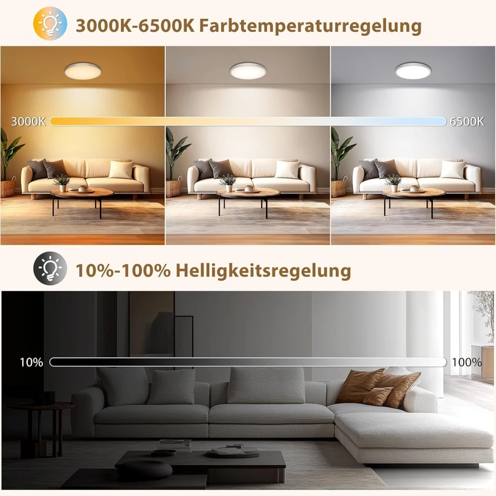 SHRI MAHAL ANTIQUES Dimmable with Remote Control - 18 W Diameter 22 cm Ceiling Light + 1700 K Night Light in Warm White - LED Ceiling Light Flat for Living Room, Bedroom and Hallway