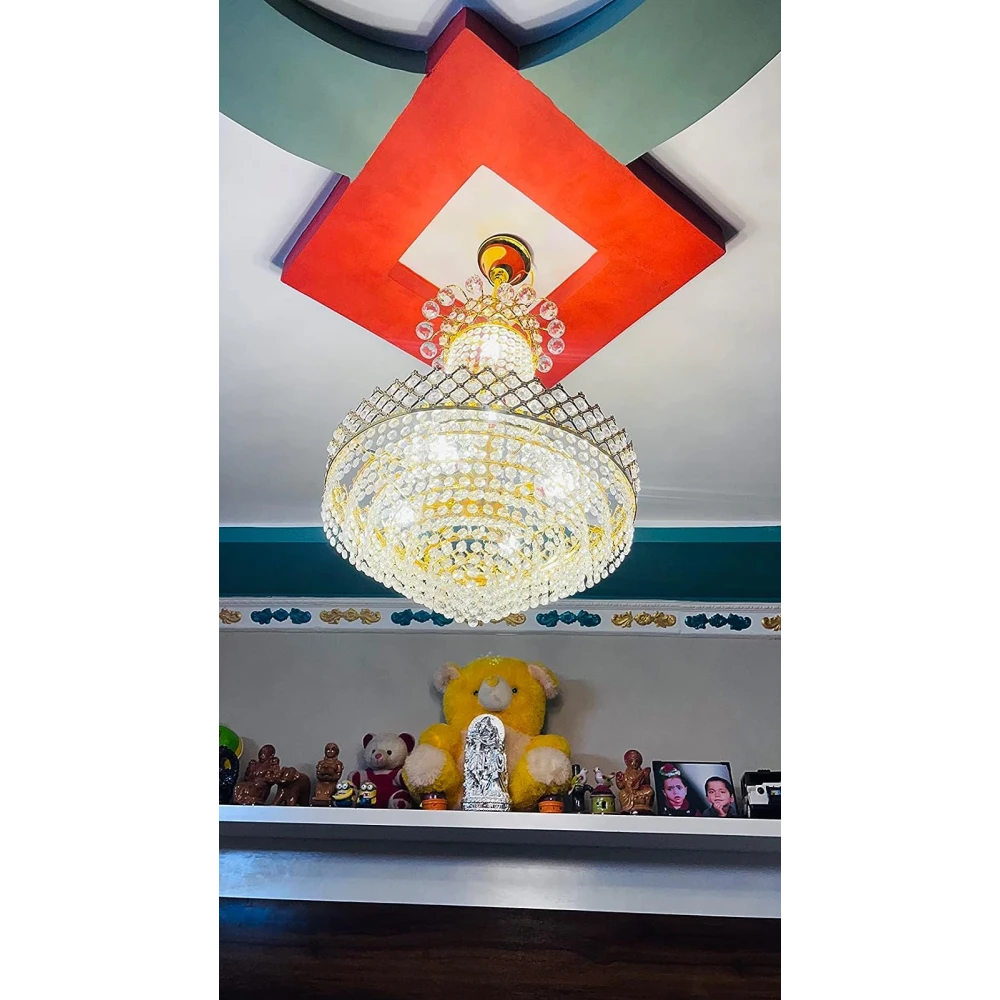 SHRI MAHAL ANTIQUES Crystal Big Size Jhumar Lamp Ceiling Light for Living Room/Hall/Bed Room Restaurant