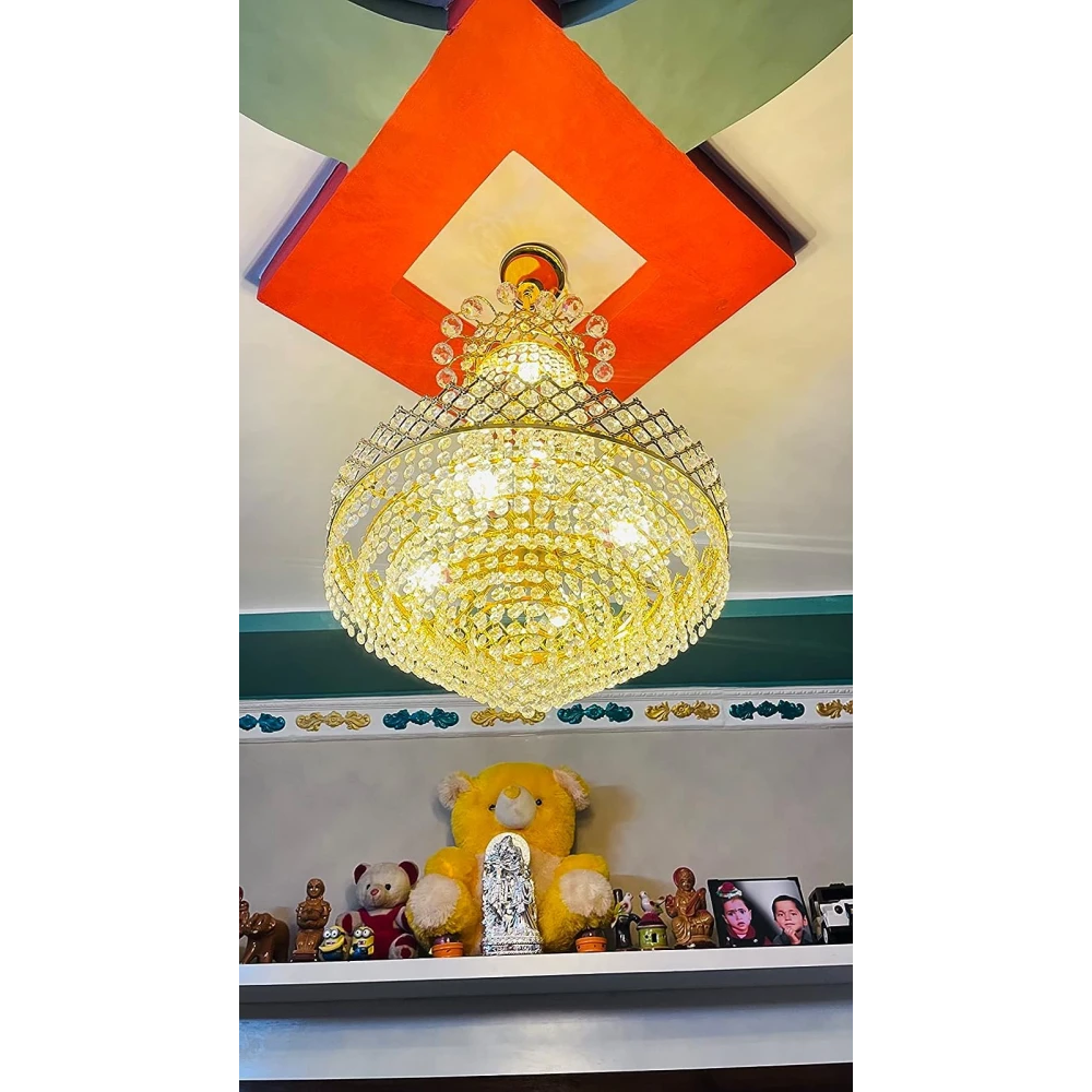 SHRI MAHAL ANTIQUES Crystal Big Size Jhumar Lamp Ceiling Light for Living Room/Hall/Bed Room
