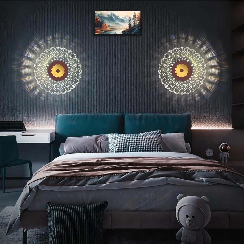 SHRI MAHAL ANTIQUES Wall & Ceiling Light, with 3-in-1 LED | Decorative Acrylic Wall Lamp | Modern Wall Sconce for Bedroom, Living Room, Vanity, Kids Room, Home & Office, Hallway, Gifts | Pack of 2
