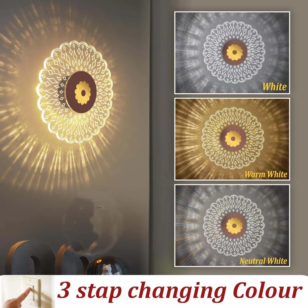SHRI MAHAL ANTIQUES Exclusive Wall & Ceiling Light, with 3-in-1 LED | Decorative Acrylic Wall Lamp | Modern Wall Sconce for Bedroom, Living Room, Vanity, Kids Room, Home & Office, Hallway, Gifts