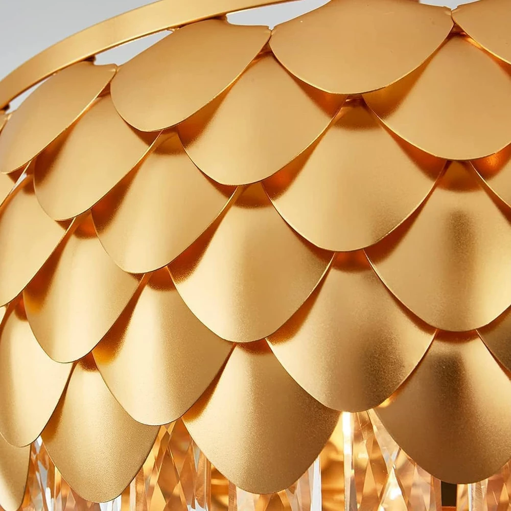 SHRI MAHAL ANTIQUES Crystal Gold Polish Metal 400mm Pineapple Chandelier Hanging Ceiling jhoomer Chandelier Ceiling Lamp