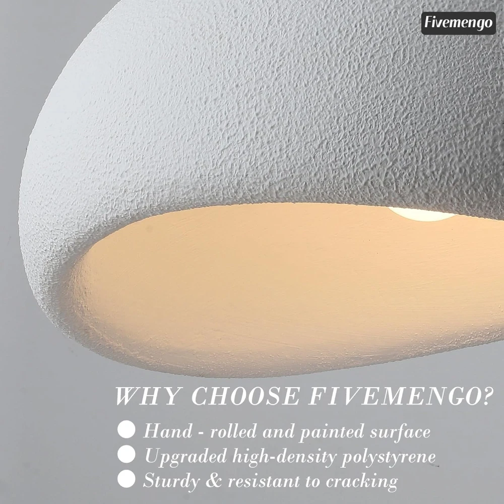 PRMOAGEN 11.8in Small Wabi Sabi Pendant Lights Hanging Lamp Lighting Fixture Ceiling Mount White Modern Japanese Lamp Japandi Chandelier for Dining Living Room Hallway Bedroom Restaurant