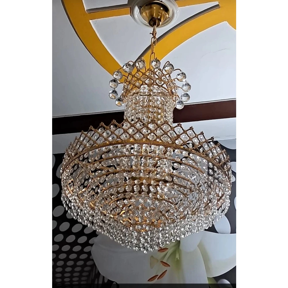 SHRI MAHAL ANTIQUES Crystal Big Size Jhhomar Lamp Ceiling Light for Living Room