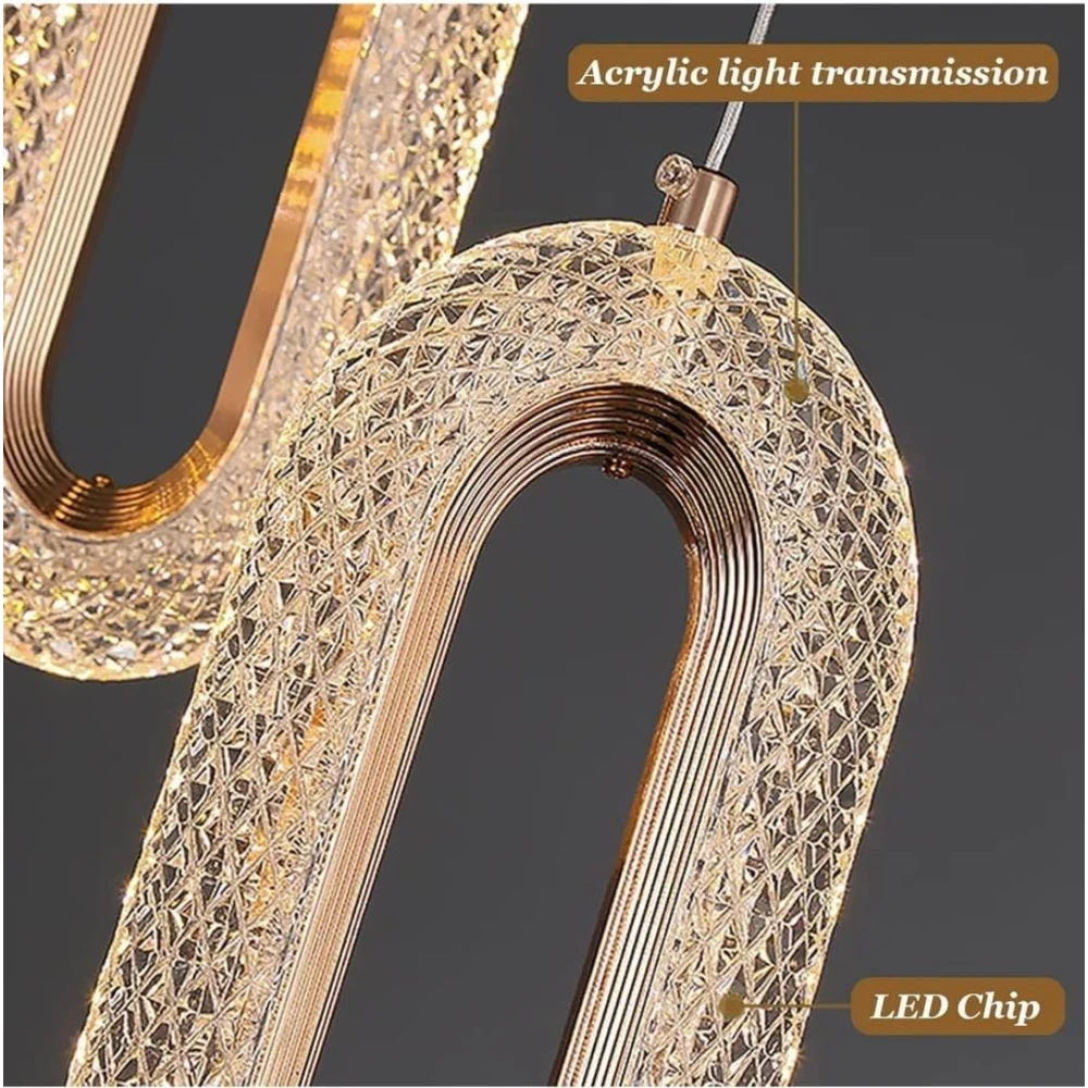 PRMOAGEN Oval Shape Modern Style Led Glossy Crystal Gold Creative Led Pendant Lamp/Hanging Lamp/Ceiling Light Pack of 1 Warm White