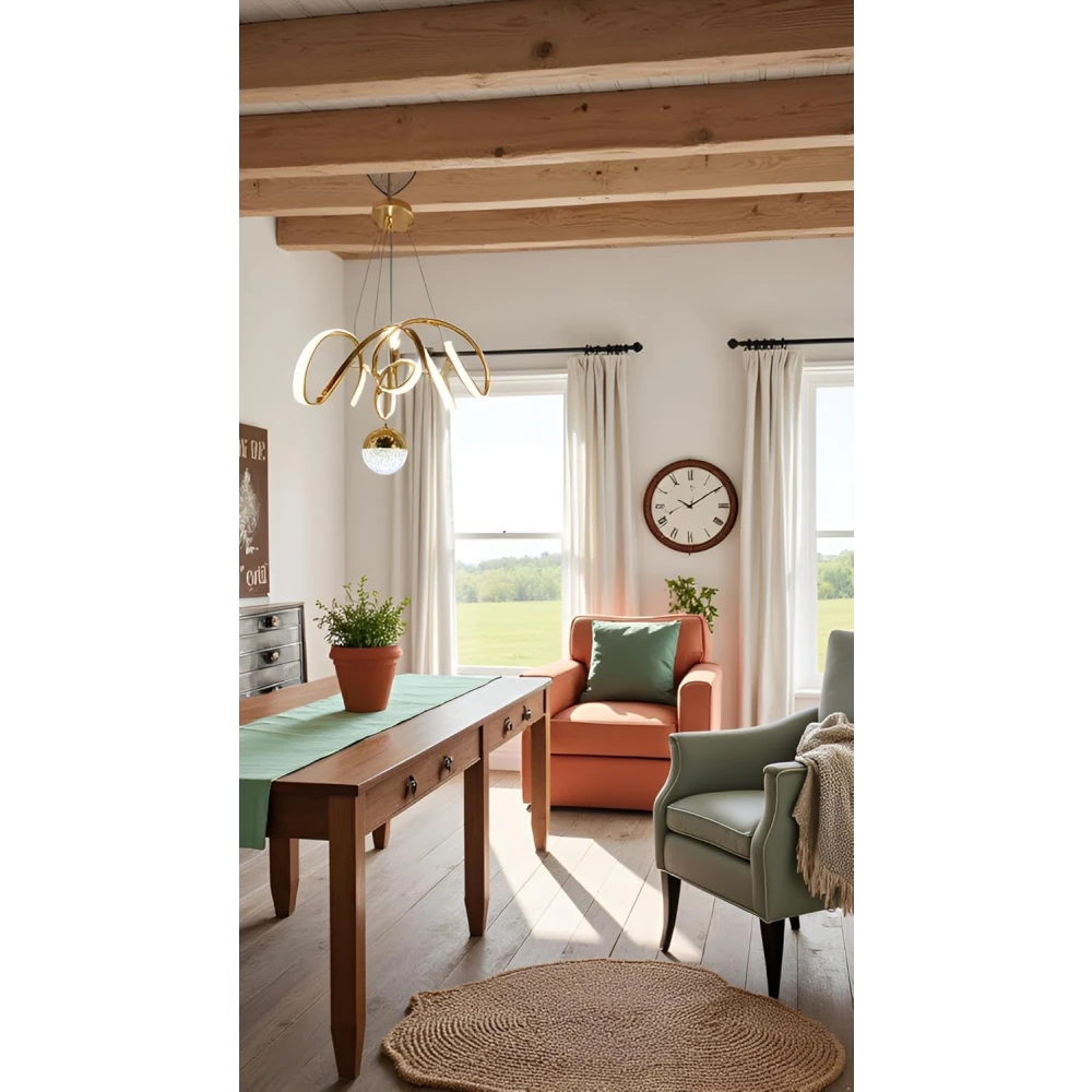 PRMOAGEN Fiberglass Vortex Contemporary Chic Profile Pendant Light - LED Hanging Fixture Ideal for Residential and Professional Spaces