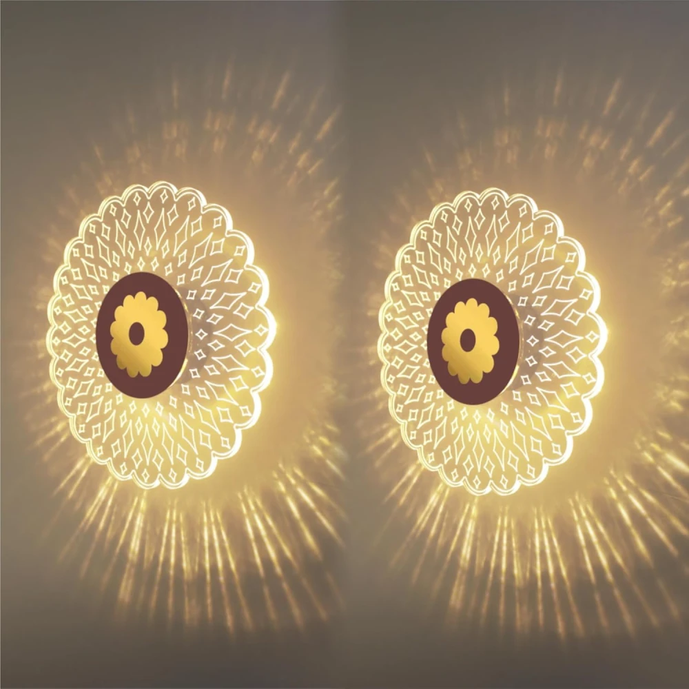 SHRI MAHAL ANTIQUES Wall & Ceiling Light, with 3-in-1 LED | Decorative Acrylic Wall Lamp | Modern Wall Sconce for Bedroom, Living Room, Vanity, Kids Room, Home & Office, Hallway, Gifts | Pack of 2