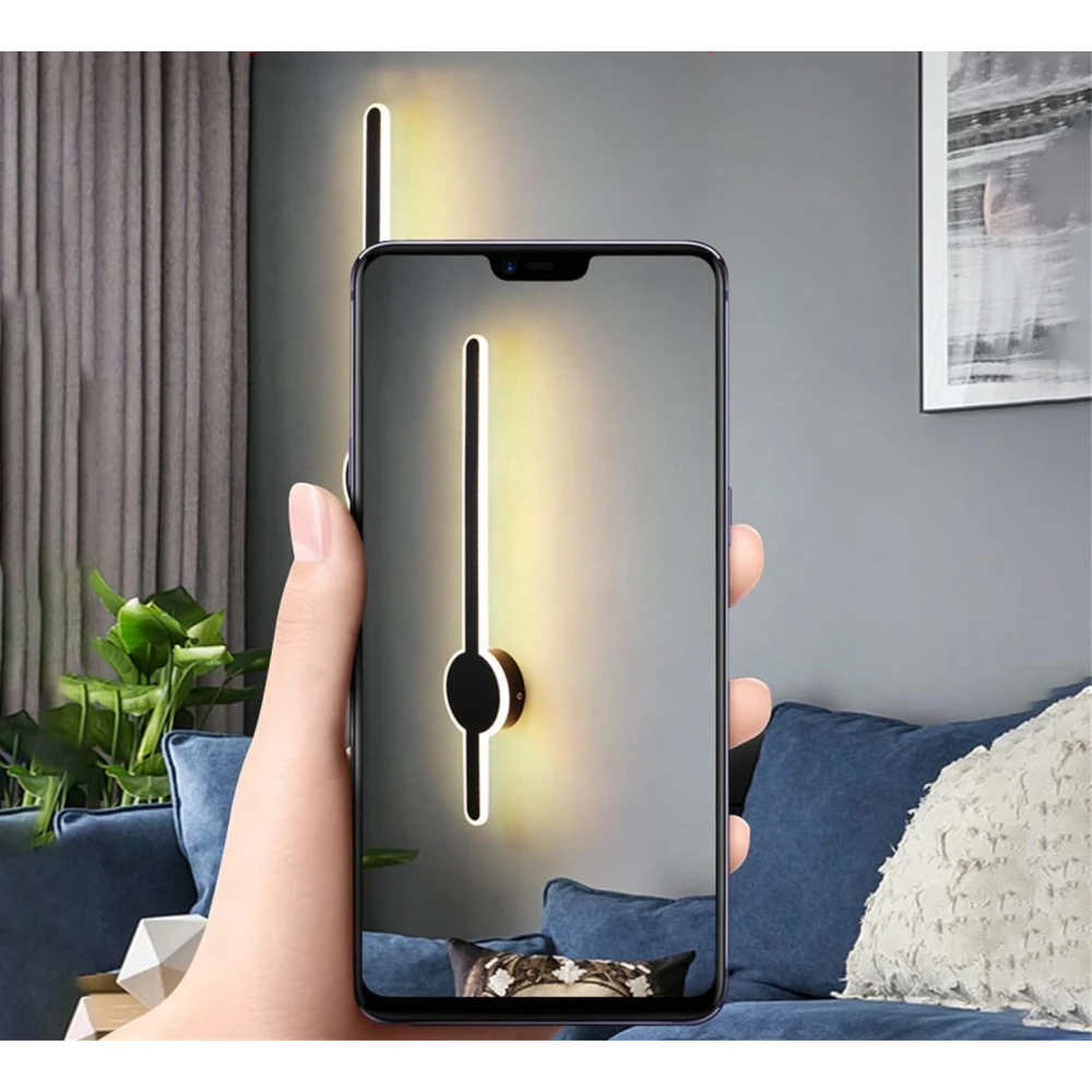 LED Sword Light Behind Black Golden Luxurious Acrylic Wall Lighting | Soft & Bright LED Warm White Fixtures for Bedroom, Living Room, Drawing Room, Kids Room & Bathroom 24Watt 18 Inch - 2 Pack
