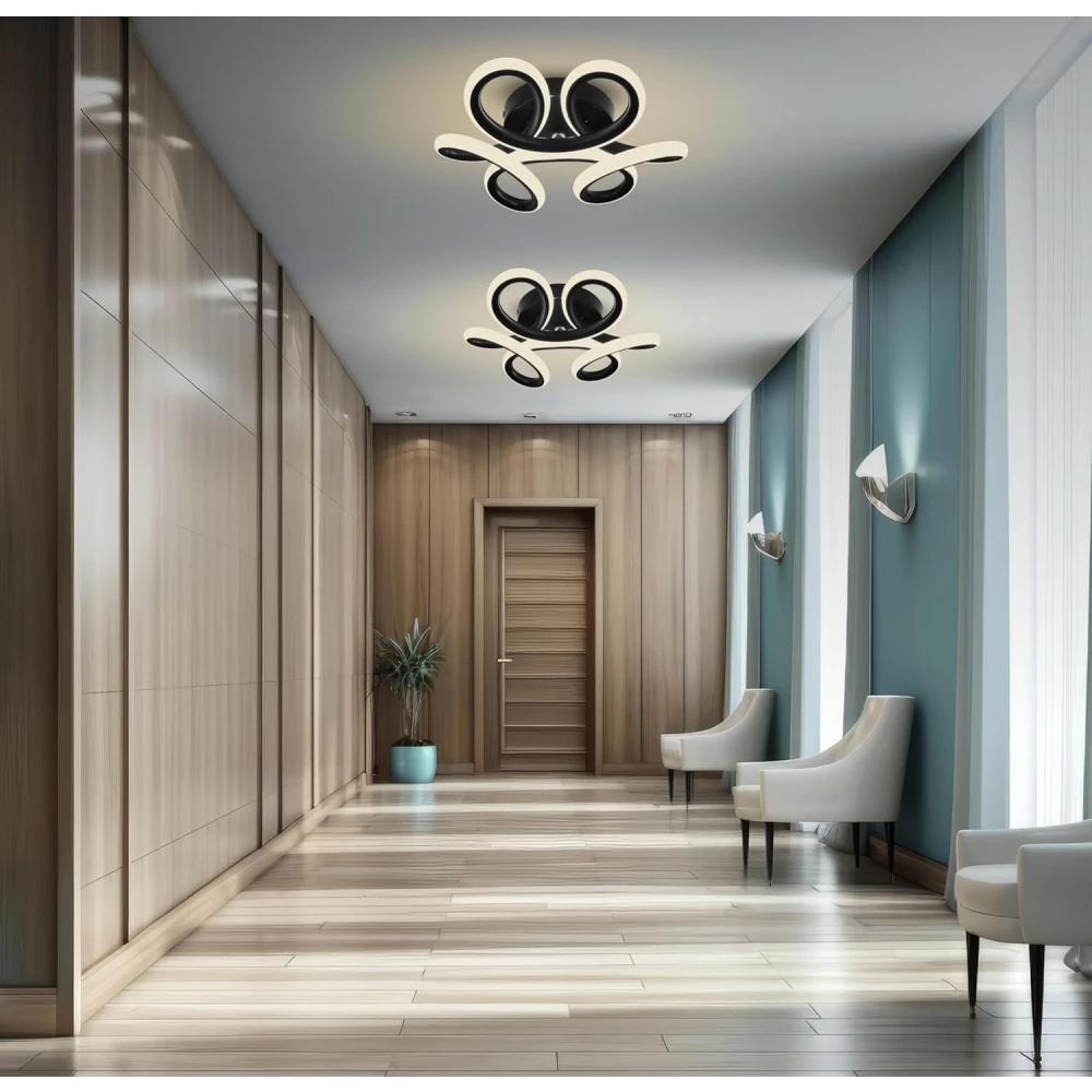 PRMOAGEN Illiana 22W Modern LED Ceiling Light, Round Wave Design, 3 Color Modes (Warm, Cool & Natural White), Decorative Light for Living Room, Bedroom, Office & Dining Area