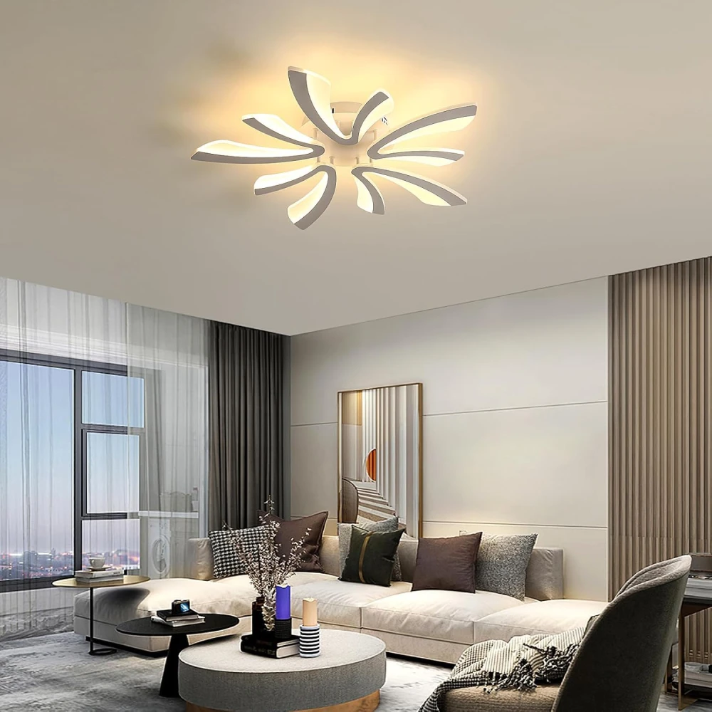 PRMOAGEN LED Ceiling Light 50W 5625LM Warm Light 3000K Acrylic Lamp with Remote for Living Room, Bedroom, with Remote