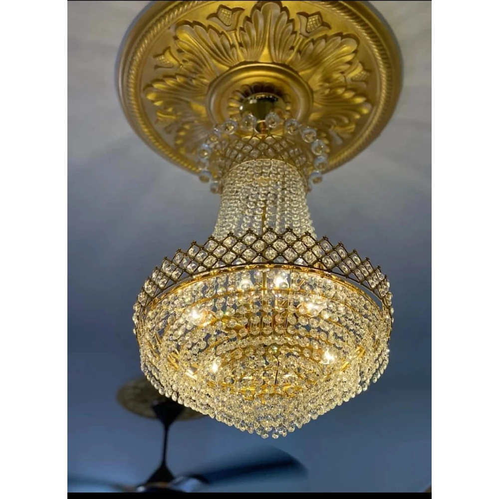 SHRI MAHAL ANTIQUES Crystal Big Size Jhhomar Lamp Ceiling Light for Living Room/Hall/Bed Room