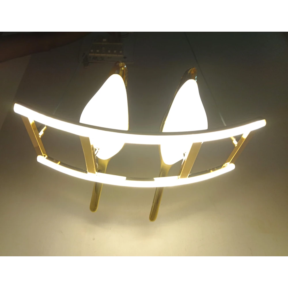 PRMOAGEN LED Metal Chirpy Twin Pendant Hanging Lights for Living Room Hall Hotel Restaurant