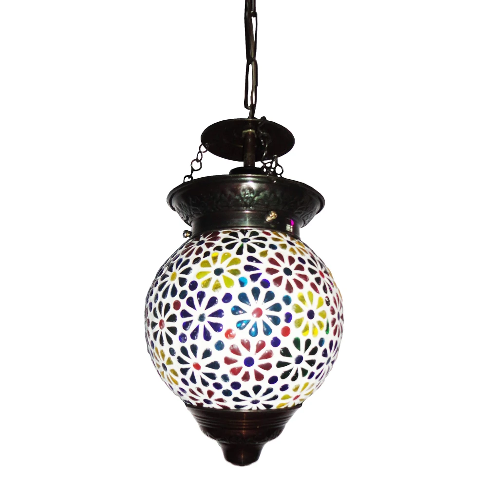 SHRI MAHAL ANTIQUES Glass Hanging Light