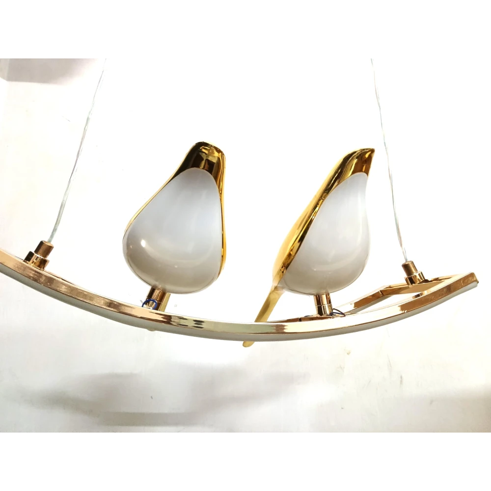 PRMOAGEN LED Metal Chirpy Twin Pendant Hanging Lights for Living Room Hall Hotel Restaurant