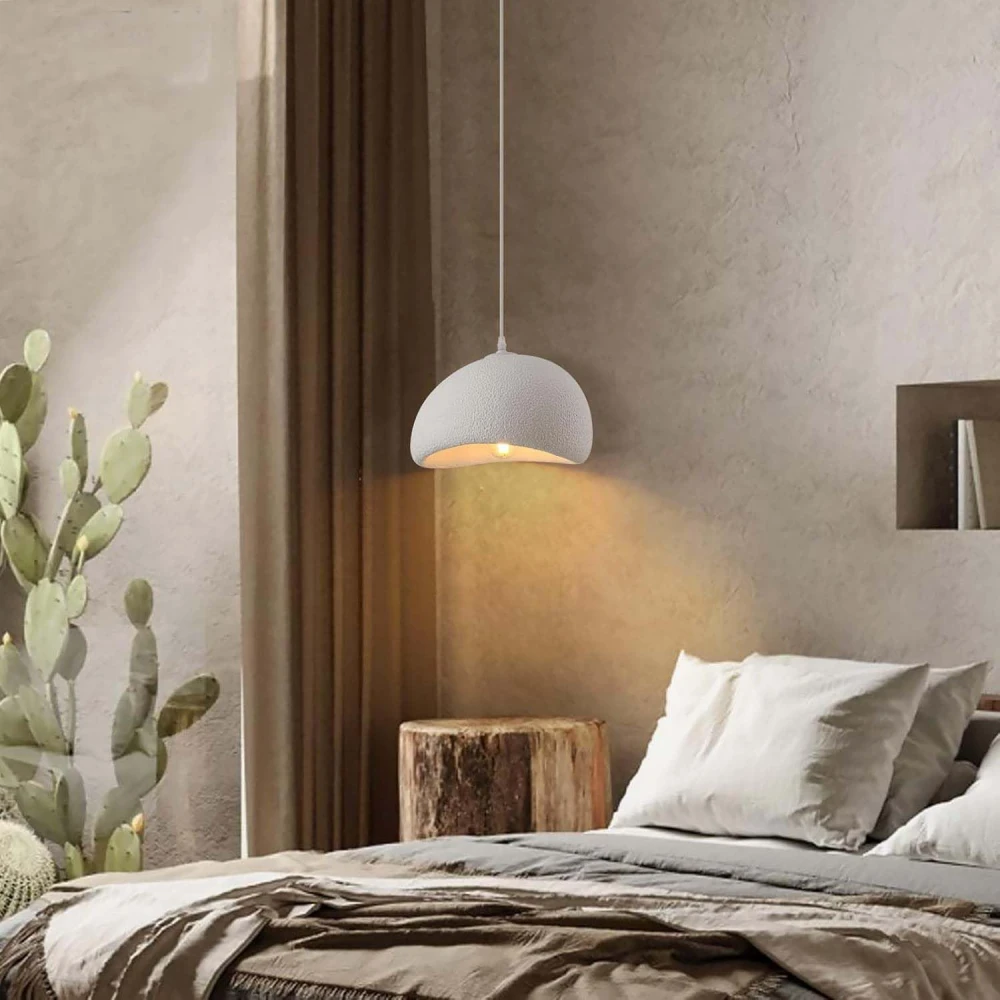 PRMOAGEN 11.8in Small Wabi Sabi Pendant Lights Hanging Lamp Lighting Fixture Ceiling Mount White Modern Japanese Lamp Japandi Chandelier for Dining Living Room Hallway Bedroom Restaurant