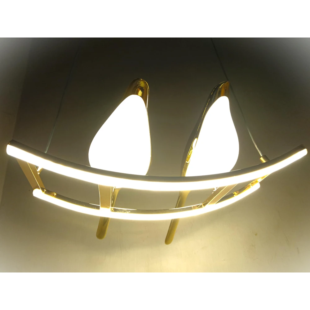 PRMOAGEN LED Metal Chirpy Twin Pendant Hanging Lights for Living Room Hall Hotel Restaurant