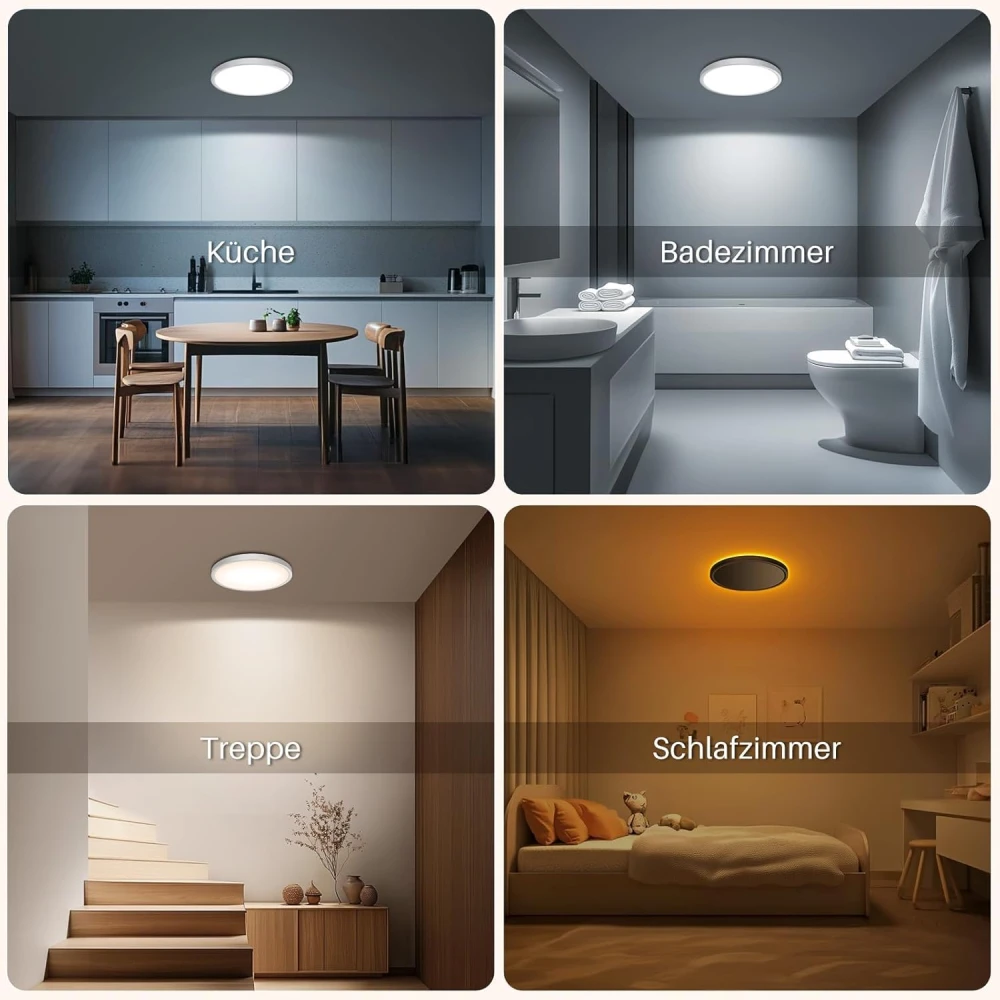 LED Light Dimmable with Remote Control - 18 W Diameter 22 cm Ceiling Light + 1700 K Night Light in Warm White - LED Ceiling Light Flat for Living Room, Bedroom and Hallway (White, Pack
