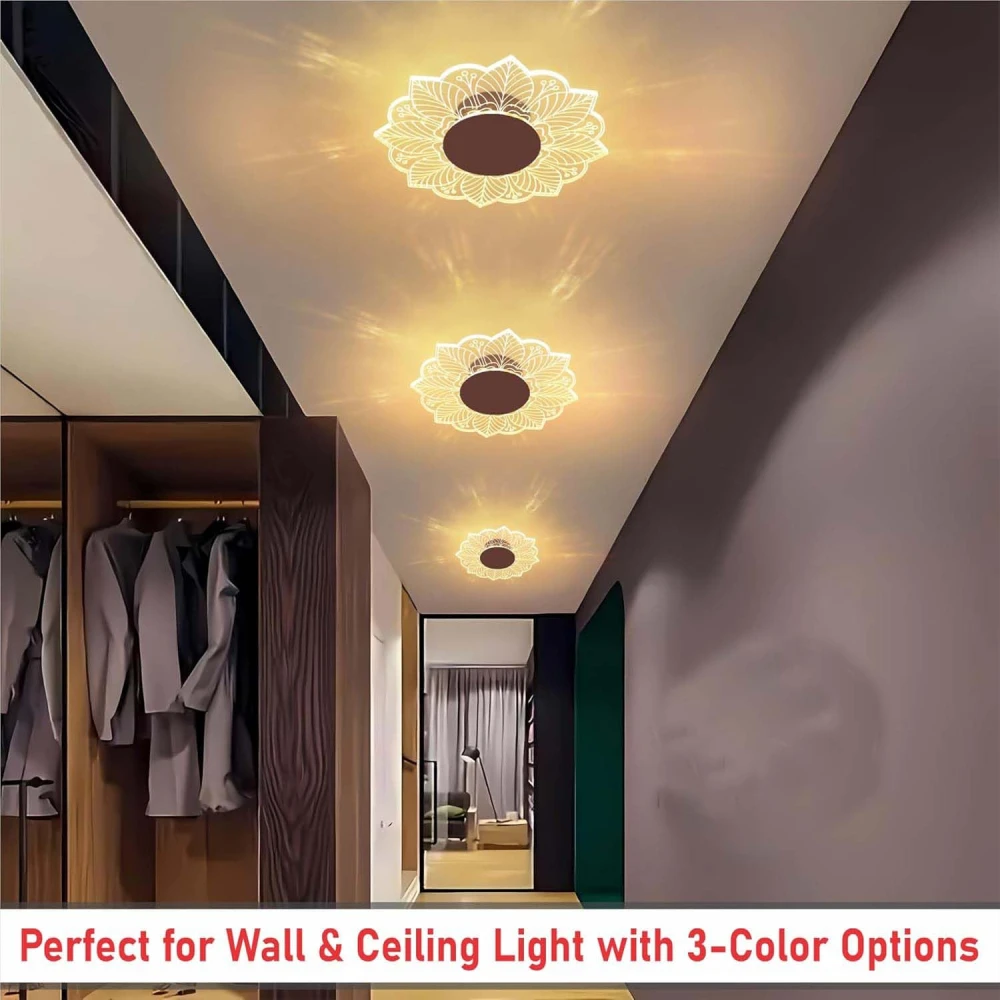 SHRI MAHAL ANTIQUES Flower Wall & Ceiling Light - 3-in-1 LED - Creative Decorative Acrylic Wall Light, Modern Wall Sconces for Bedroom, Living Room, Vanity, Kids Room, Home & Office, Hallway, Gifts