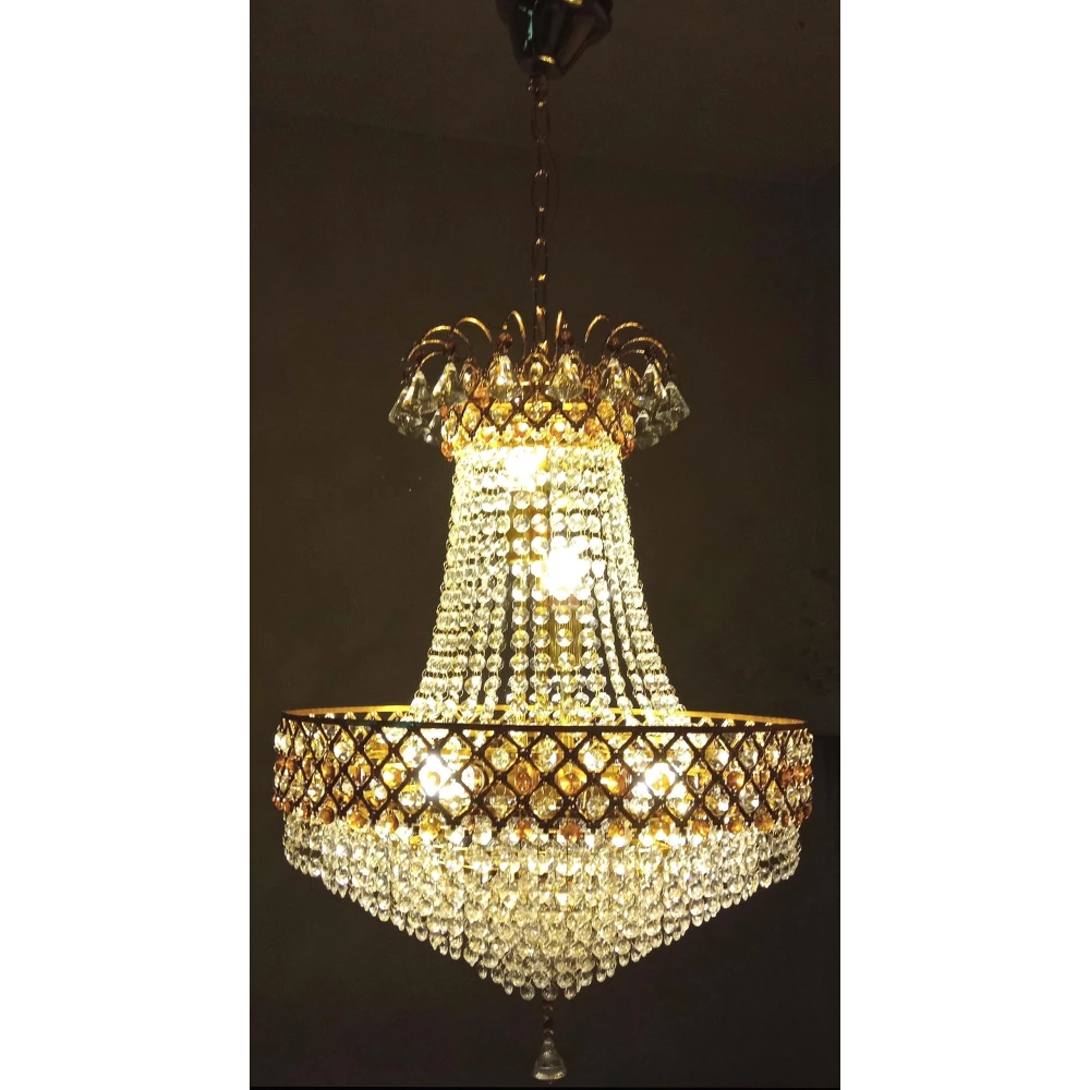 SHRI MAHAL ANTIQUES LED Crystal Big Size Jhumar Lamp Ceiling Light for Living Room/Hall/Bed Room