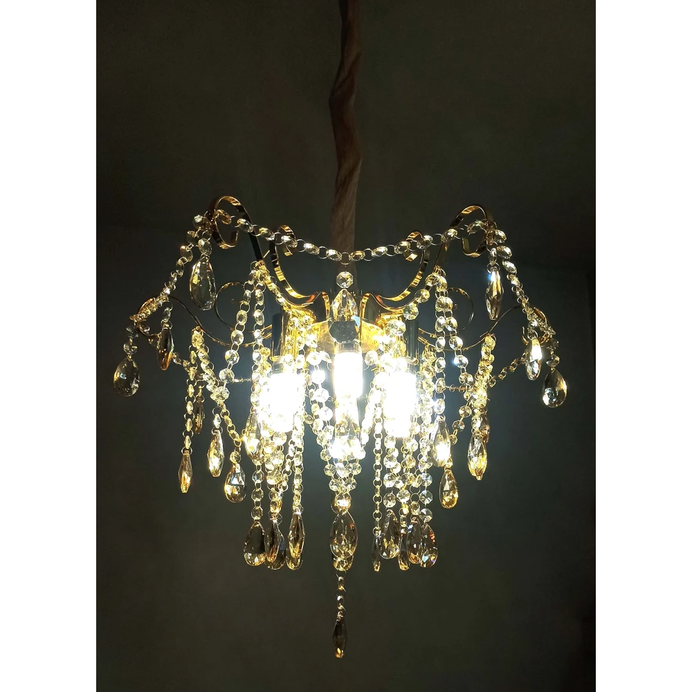 SHRI MAHAL ANTIQUES New Style Golden Crystal Best for Living Room Bed Room Drawing Room Office Chandelelier