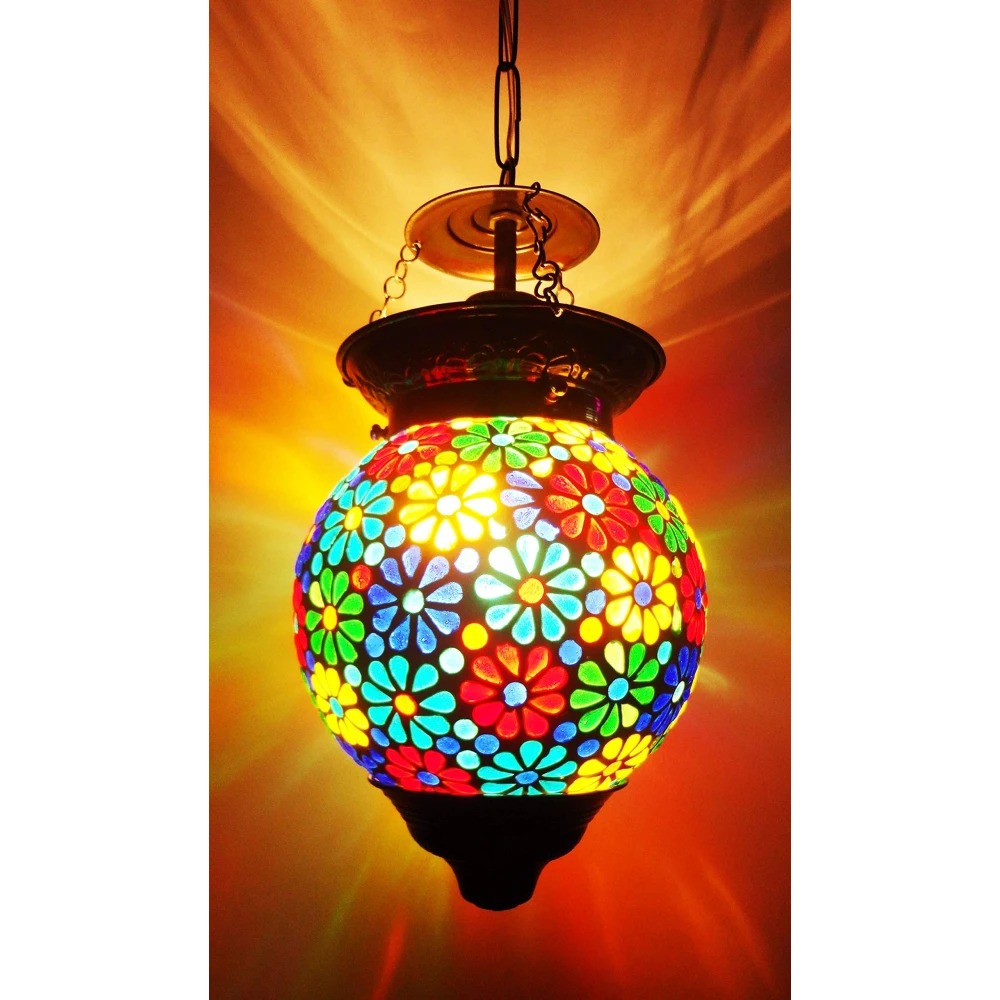 SHRI MAHAL ANTIQUES Glass Hanging Light