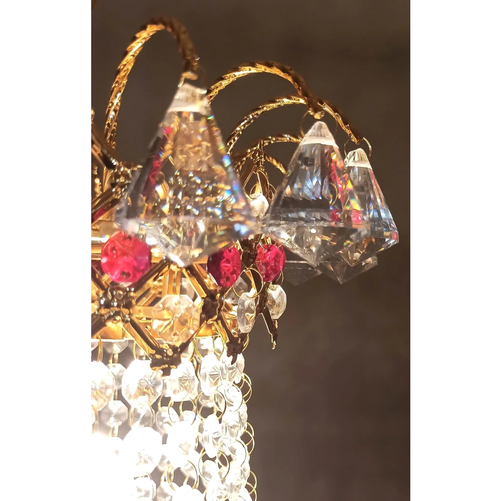 SHRI MAHAL ANTIQUES LED Crystal Big Size Jhumar Ceiling Light for Living Room/Hall/Bed Room
