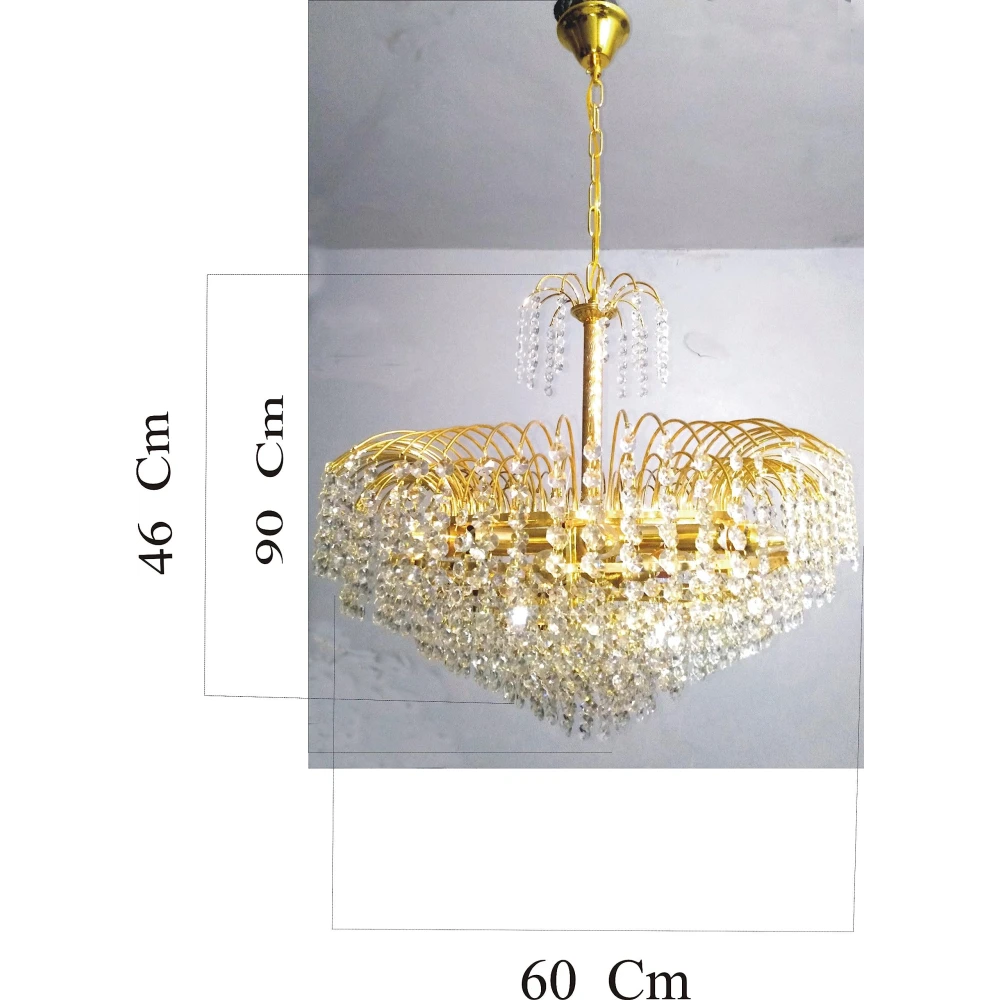 SHRI MAHAL ANTIQUES LED Crystal Big Size Jhhomar Lamp Ceiling Light for Living Room/Hall/Bed Room Chandelier Ceiling Lamp (Gold, Clear