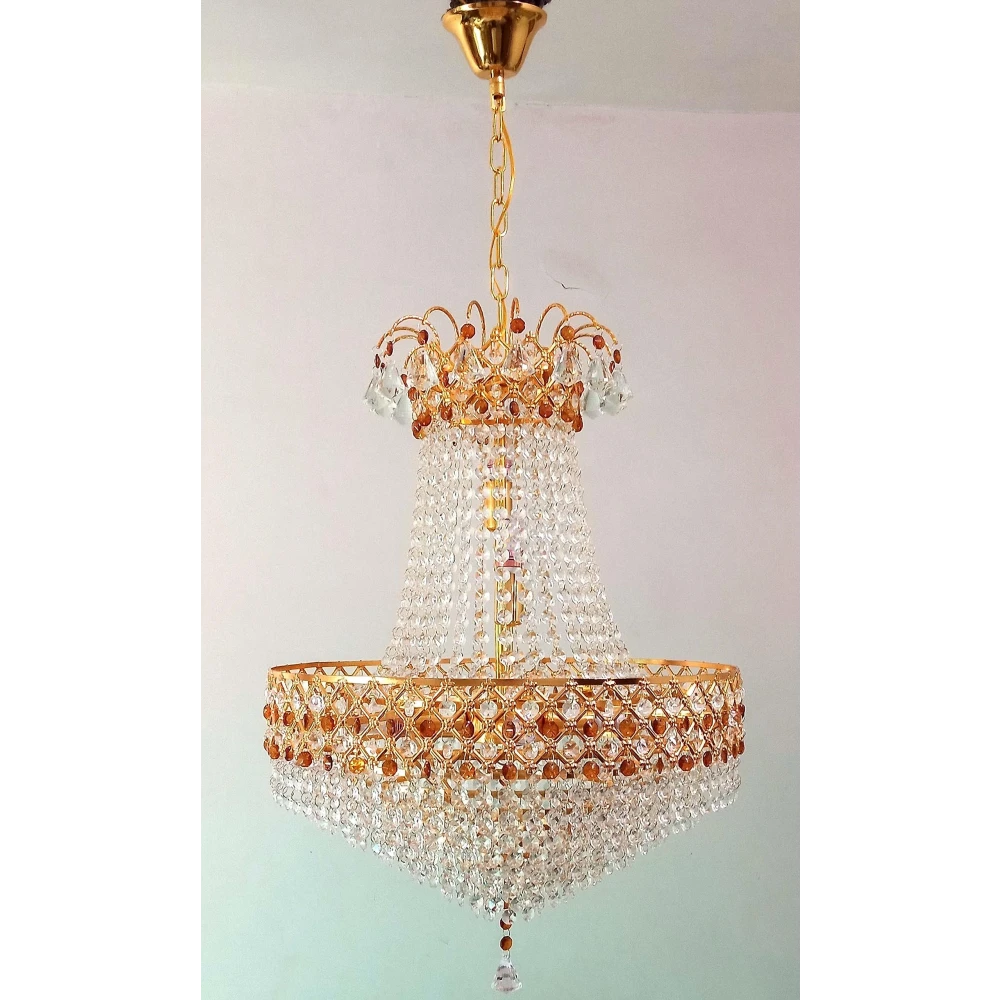 SHRI MAHAL ANTIQUES LED Crystal Big Size Jhumar Lamp Ceiling Light for Living Room/Hall/Bed Room