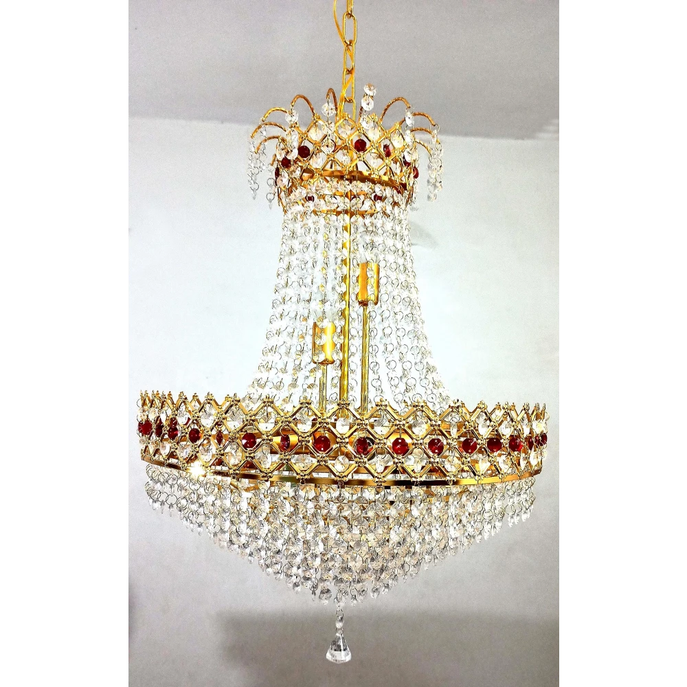 SHRI MAHAL ANTIQUES LED Crystal Big Size Jhumar Lamp Ceiling Light for Living Room/Hall/Bed Room Hall